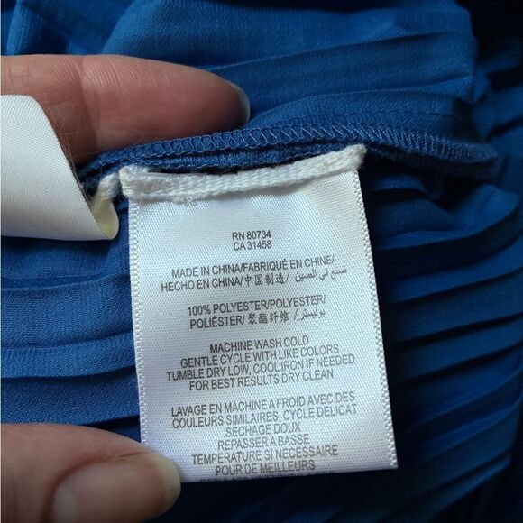 BCBGMaxAzria Mateo strapless pleated maxi dress satin glam royal blue s S EUC - Picture 10 of 16